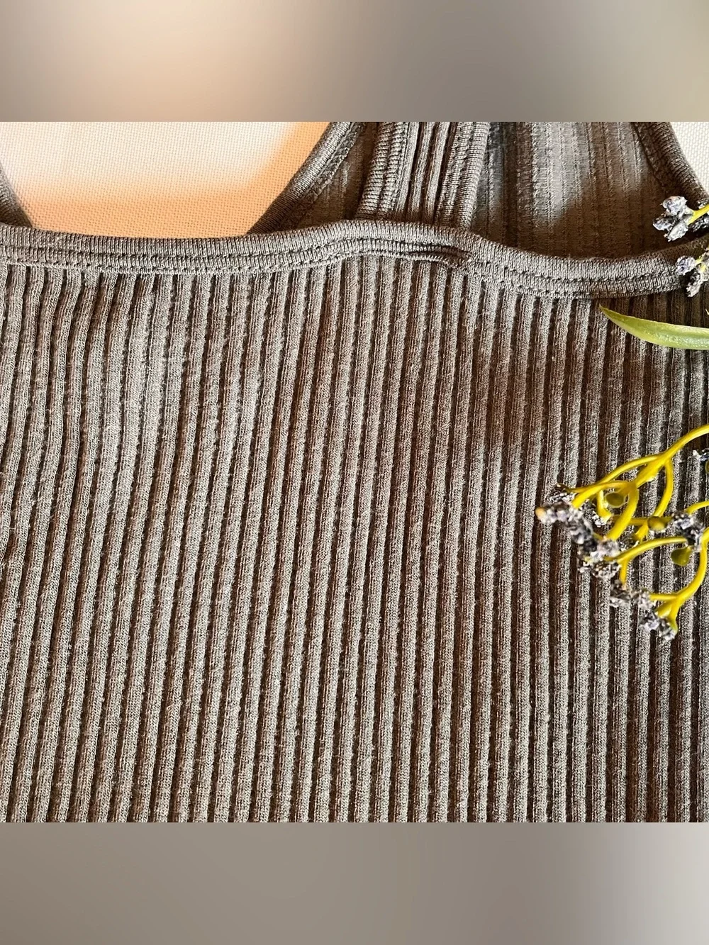 FREE PEOPLE Solid Rib Grey Cropped Tank Top - Picture 8 of 9